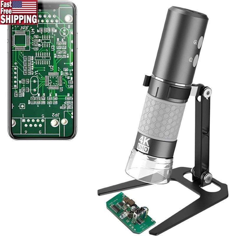 4K WiFi Digital Microscope 1000x Magnification LED Light Handheld USB Compatible