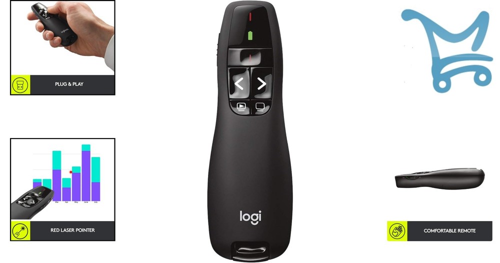 Wireless Presenter Clicker Laser Pointer Remote for PowerPoint Windows 10