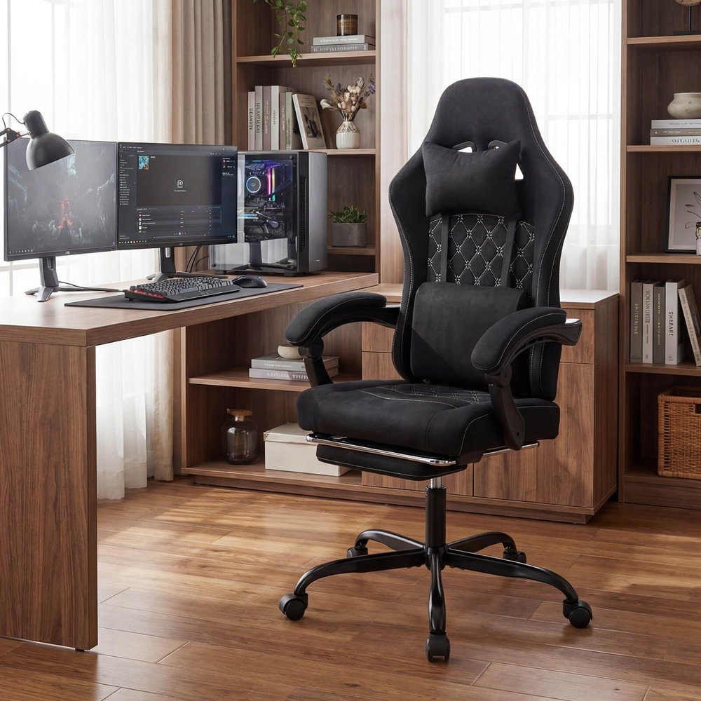 Height Adjustable Computer Chair w/Headrest, Lumbar Support, Linkage Armrests