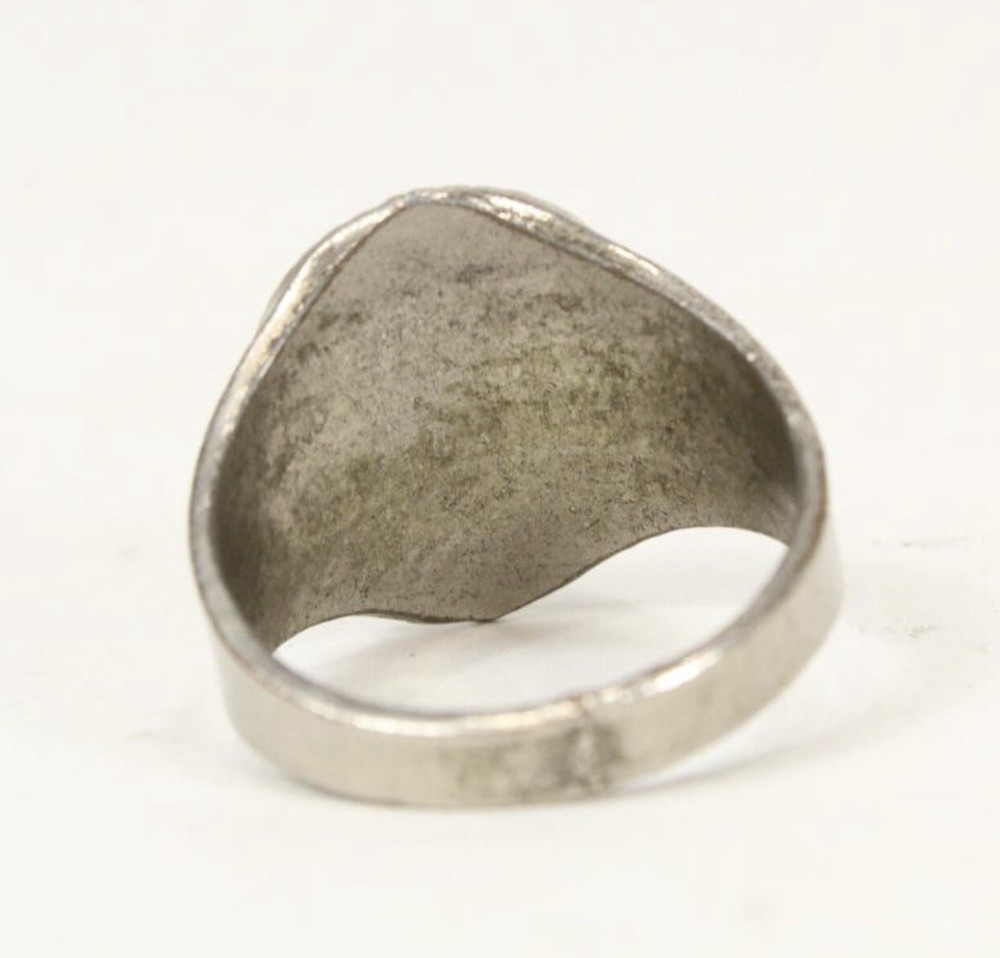 Huge Vintage Silvered Ring Ottoman Empire Style Decorations Old Cabochon