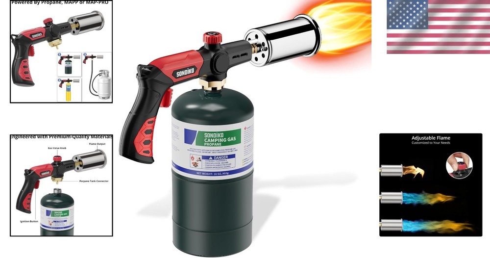 Propane Torch Aluminum Adjustable Searing BBQ Campfire Cooking Tool