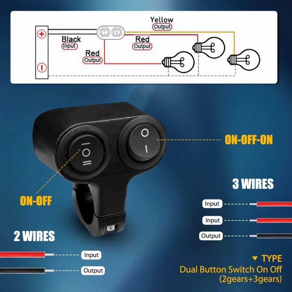 Motorcycle Handlebar 7/8" Dual Button On Off Switch For Headlight Spot Light New
