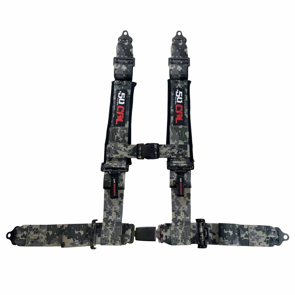 2" 4 Point Off Road Harness Auto Style Buckle Push Button Release - DIGITAL CAMO