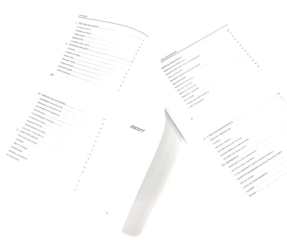 Genesis Escort Scuba Dive Computer Printed Manual