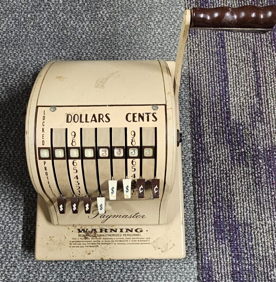 Vintage Paymaster Series X-2000 Check Writer Brown In Working condition