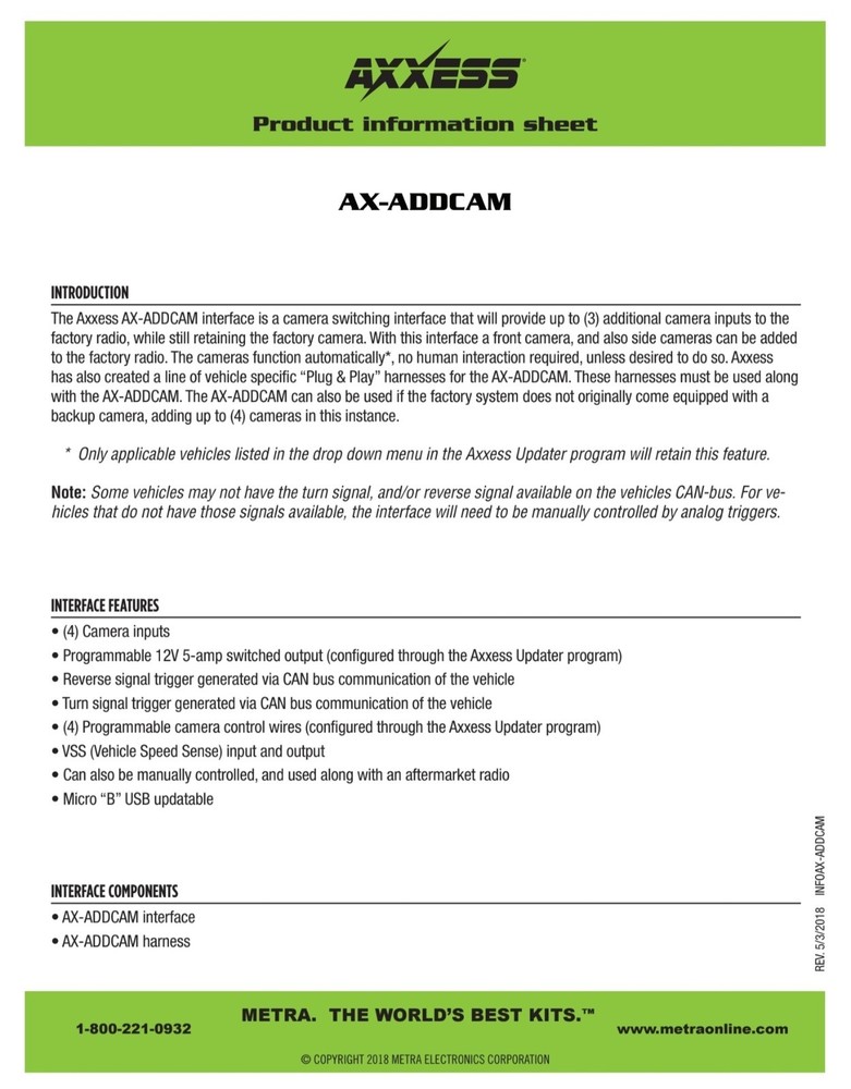 Axxess Add-On Camera Interface Multiple Cameras 4 Video Inputs AX ADDCAM