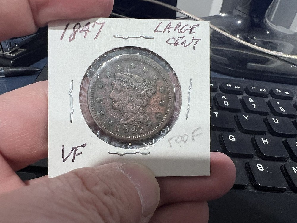 1847 1c Large Cent Coronet Head Nice Toning (500f)