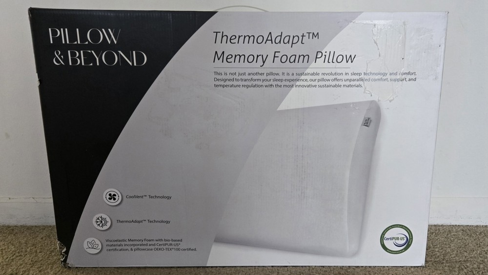 Pillow & Beyond ThermoAdapt™ Memory Foam Pillow (24" × 16" × 4.5")