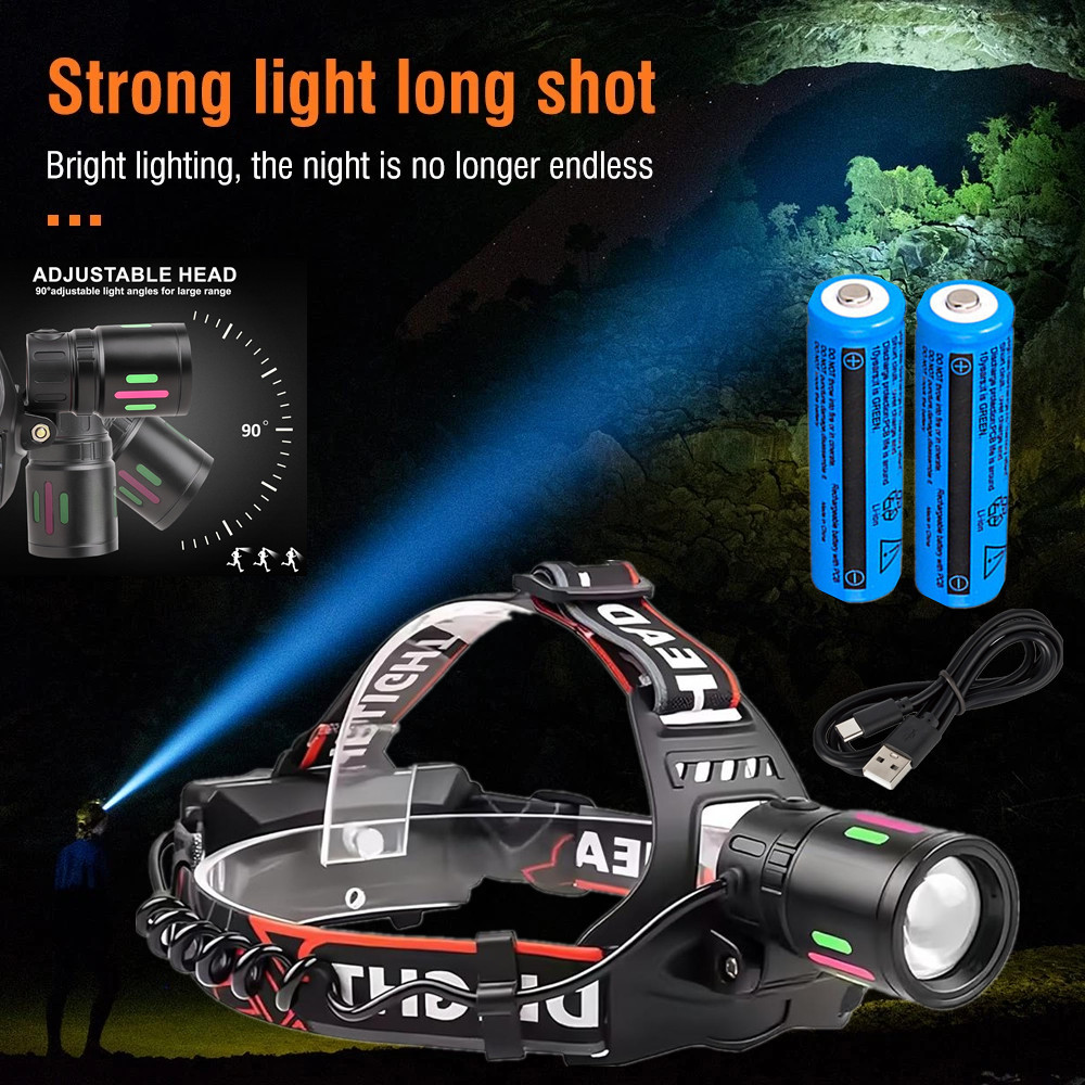 99000000LM Most Powerful LED Headlamp Head Torch Tactical Rechargeable Headlight