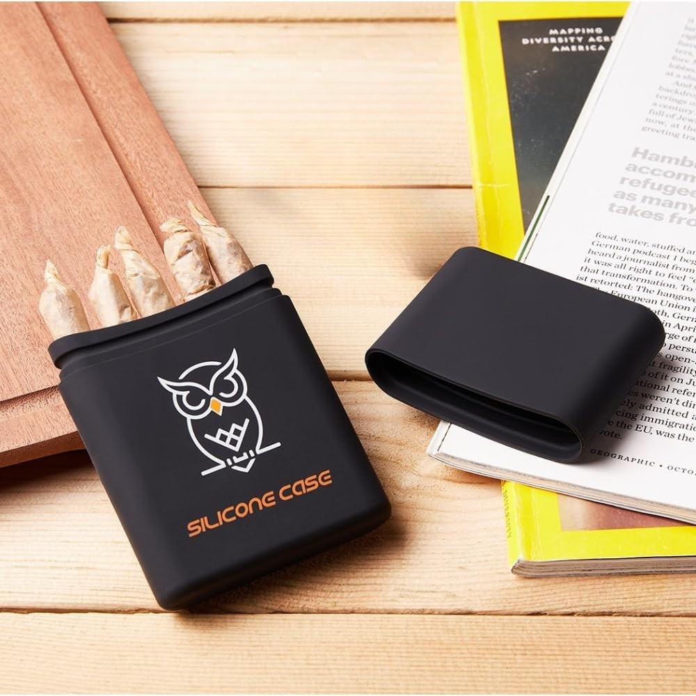 Black Silicone King Size Pre-Roll Cone Holder Case 5-Cone Storage Box Reusabl...