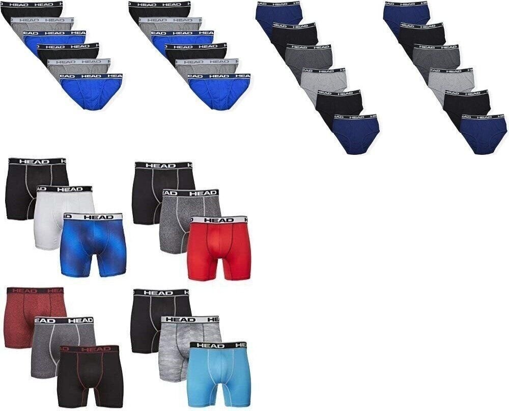 HEAD Mens Underwear Performance Boxer Briefs, Briefs, String Bikinis 12-Pack