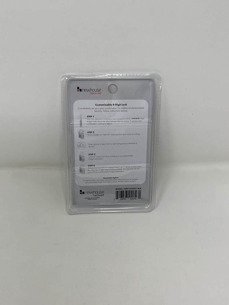 Newhouse Hardware Improved 4-Digit Combination Lock, Black