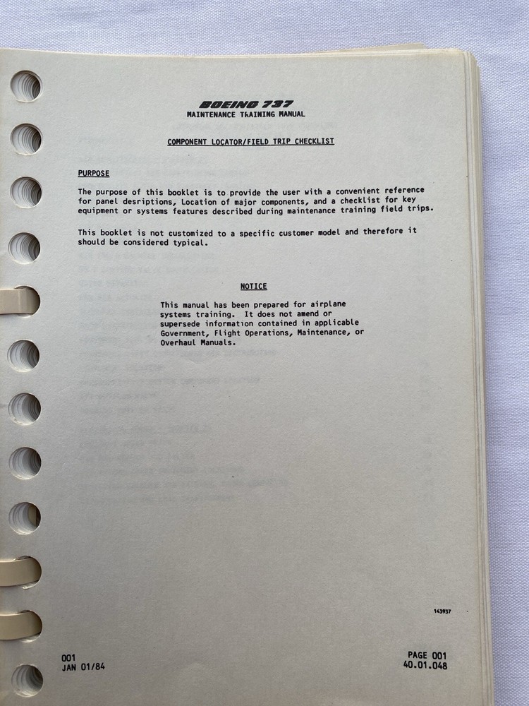 Boeing 737 Mechanical Electrical Systems Manual 1984