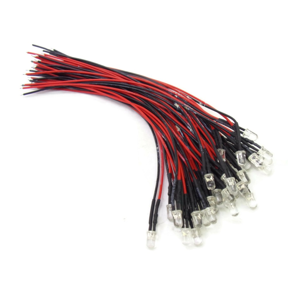 (35-pcs) BLUE LEDs Clear Lens w/ 7" Wires