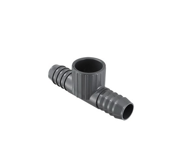 1" PVC Barbed Insert Tee (Insert x Insert x Socket)