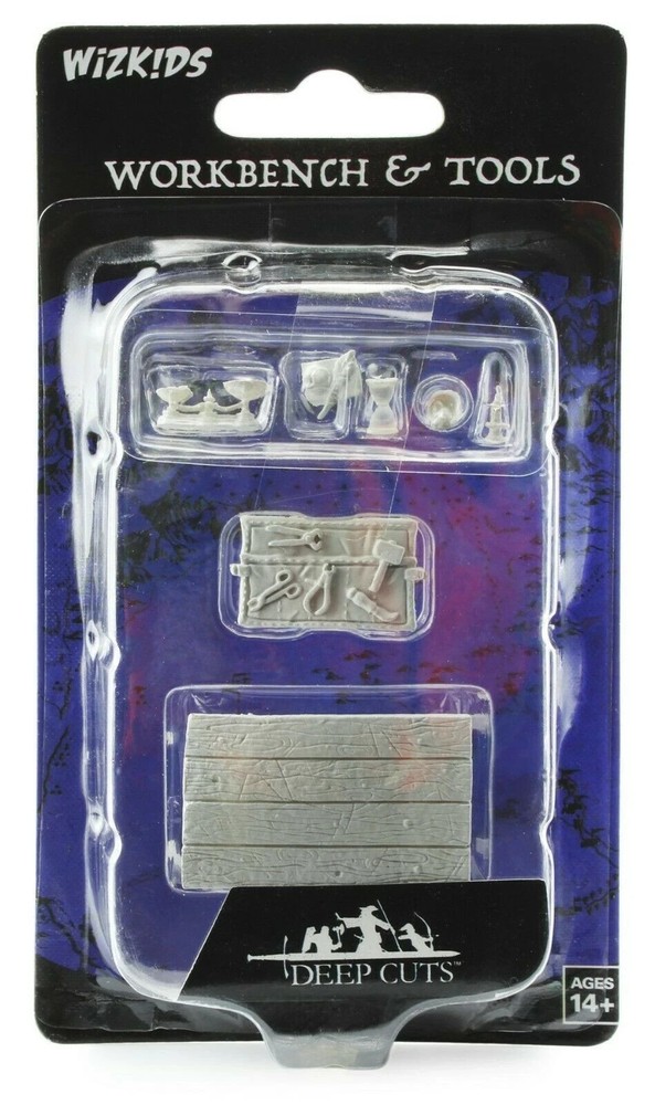 WizKids Deep Cuts Unpainted Miniatures: Workbench and Tools