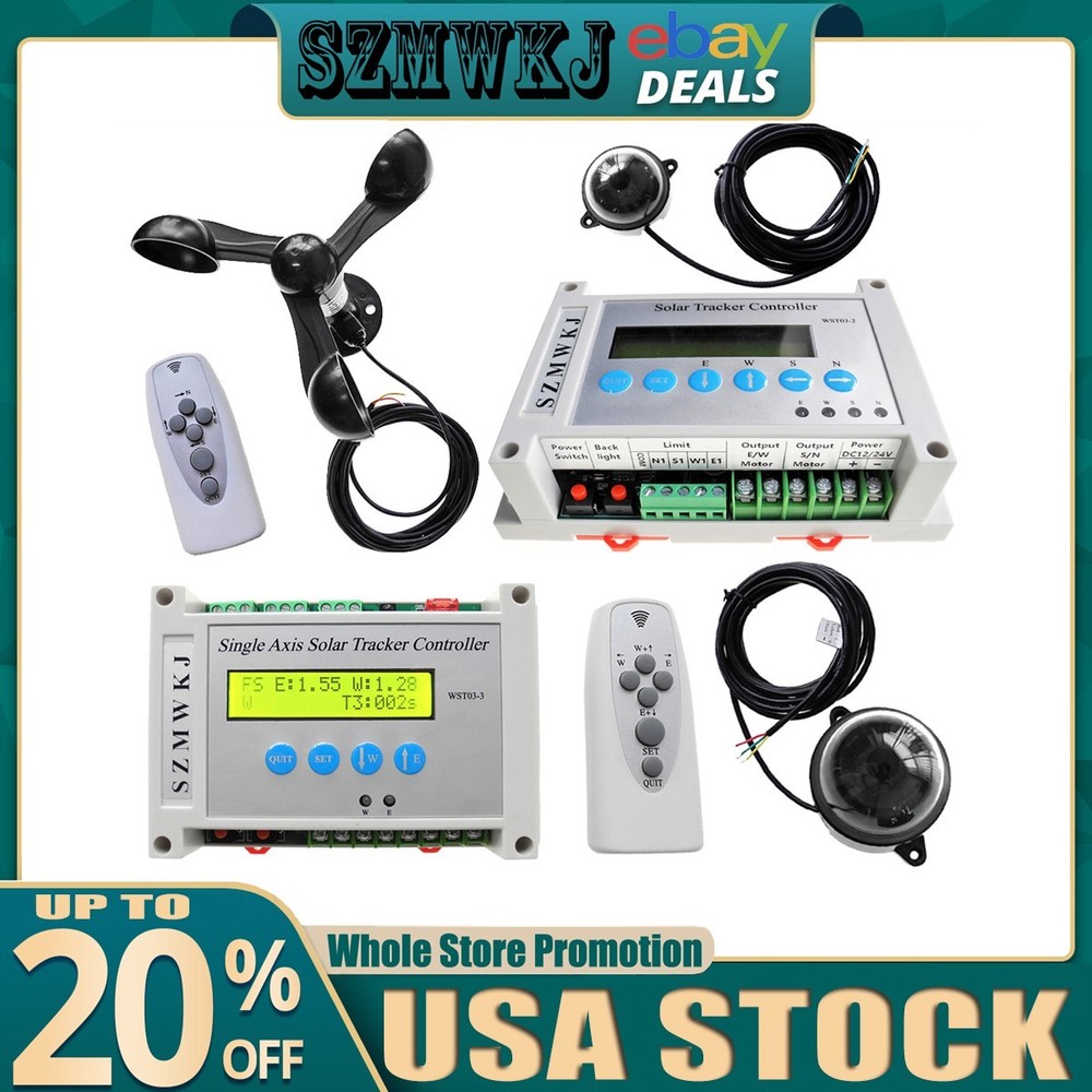 Single/Dual Axis Solar Tracker Electronic LCD Controller W/ Wind Speed Sensor AT