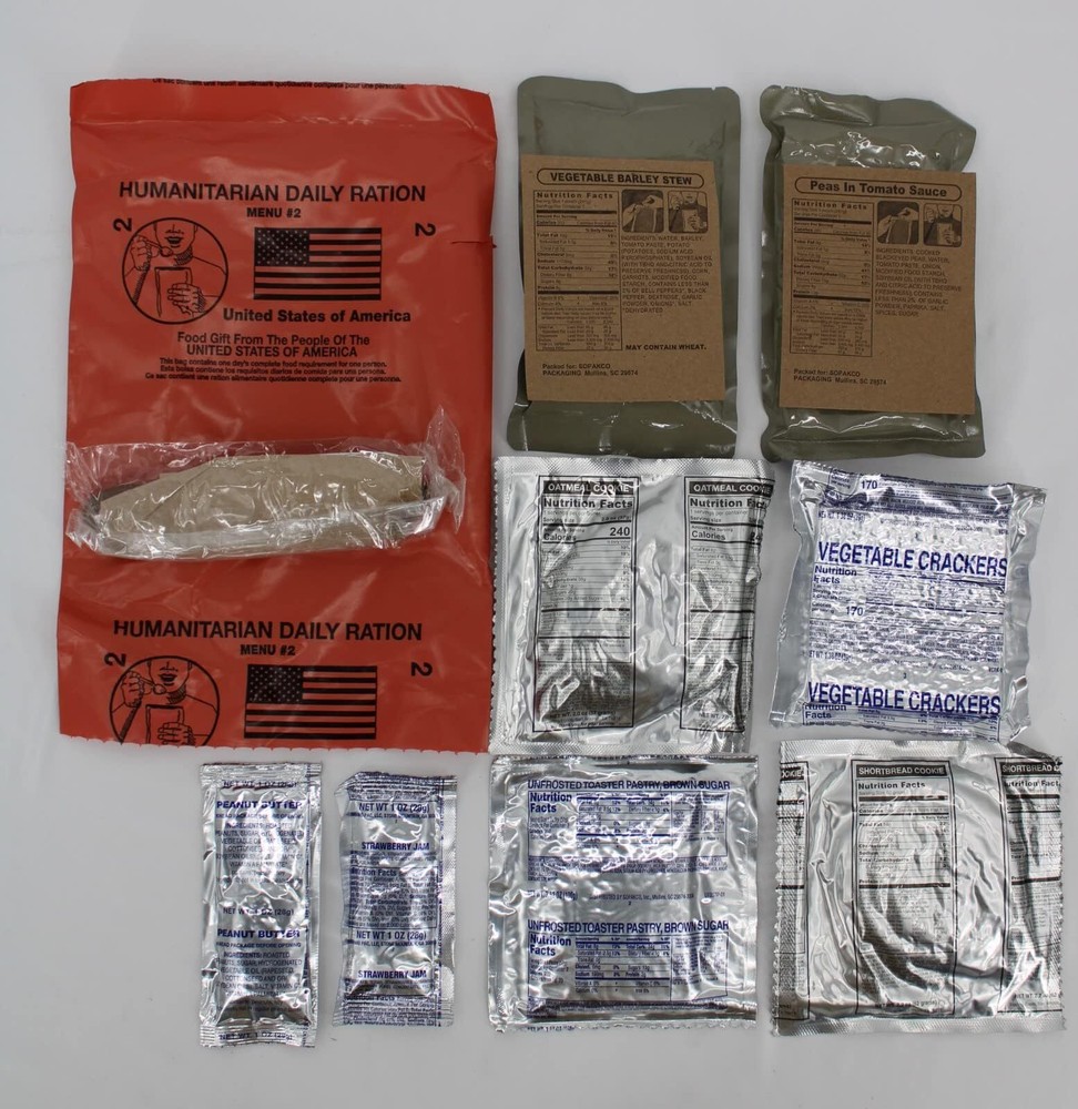 4 Meal HUMANITARIAN DAILY RATION MRE - RANDOM MENU - 2023