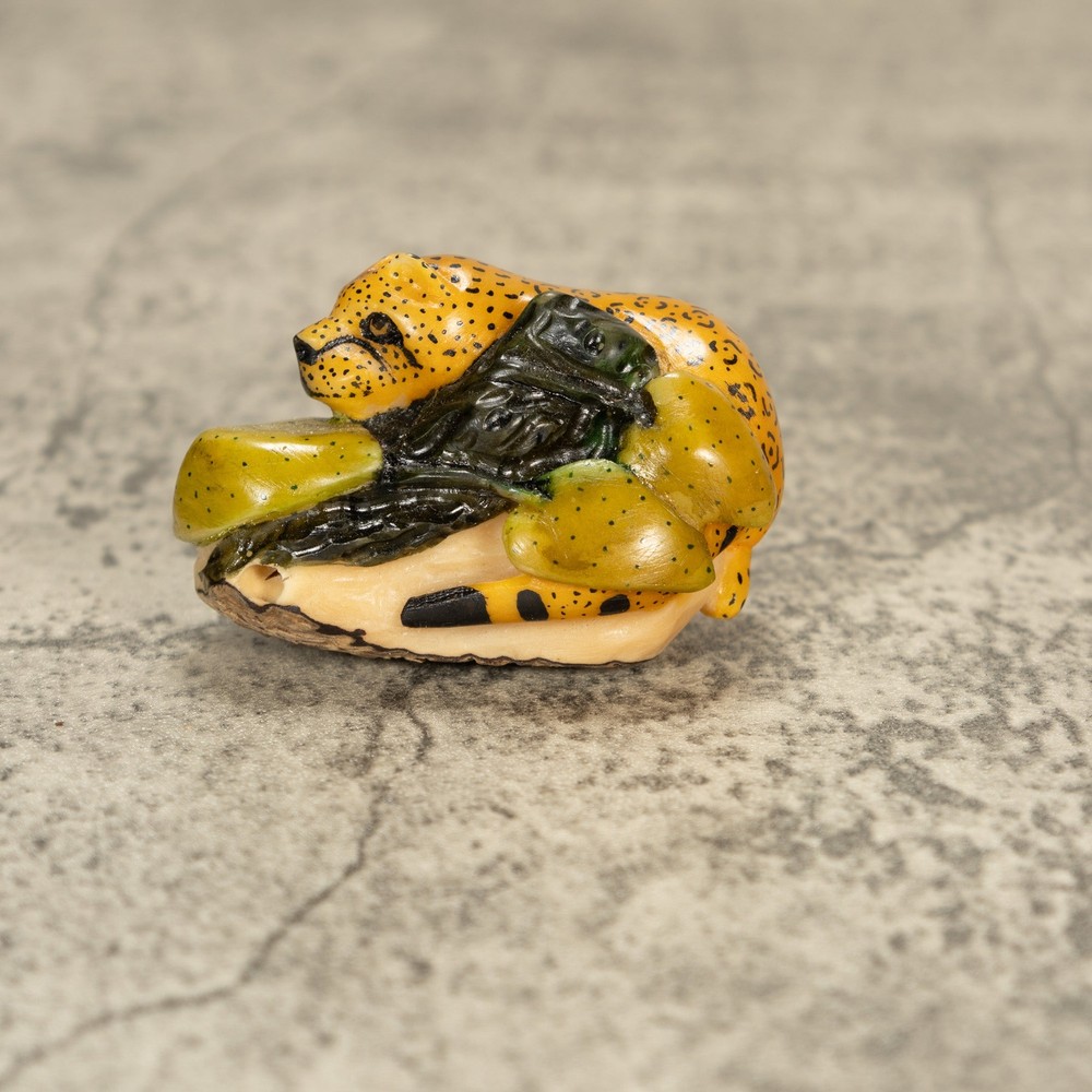 Ocelot Cat Tagua Nut Carving