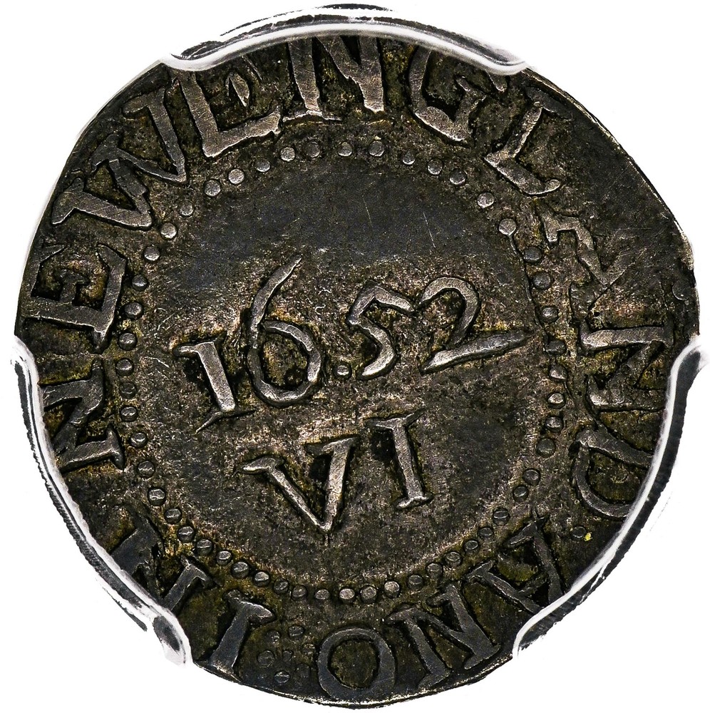 1652 OAK TREE 6 PENCE PCGS AU 55