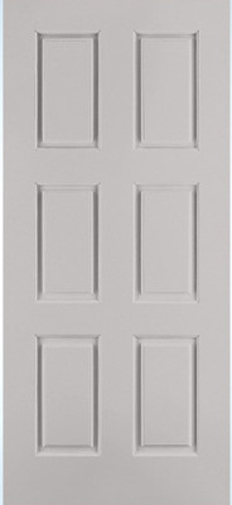 6 Panel Equal Raised Panel Stile & Rail Primed Smooth Solid Core Interior Doors