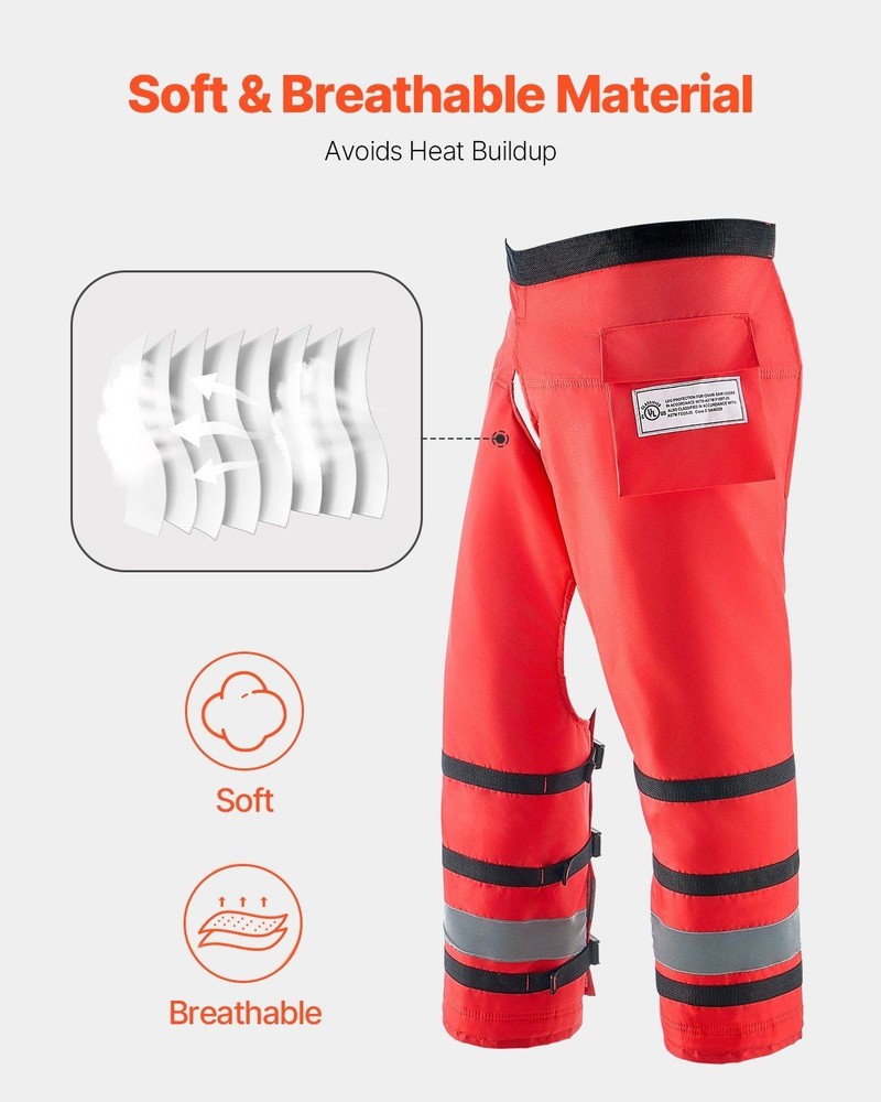39.7in Apron-Style Class D 8-Layer Chainsaw Chaps Secure Fit
