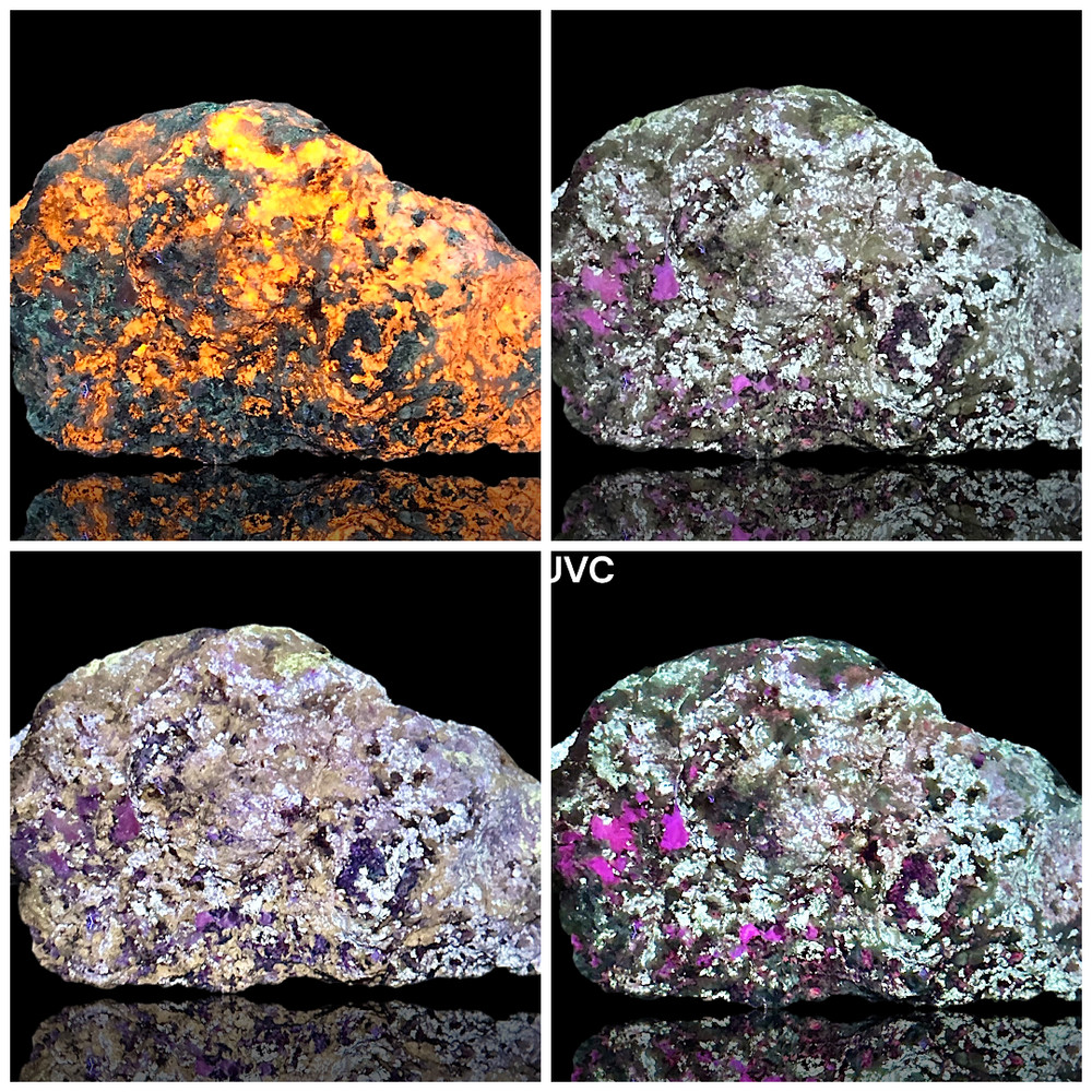 675 Gr. Fluorescent Phosphorescent Tenebrescent Hackmanite, Richterite, Unknown