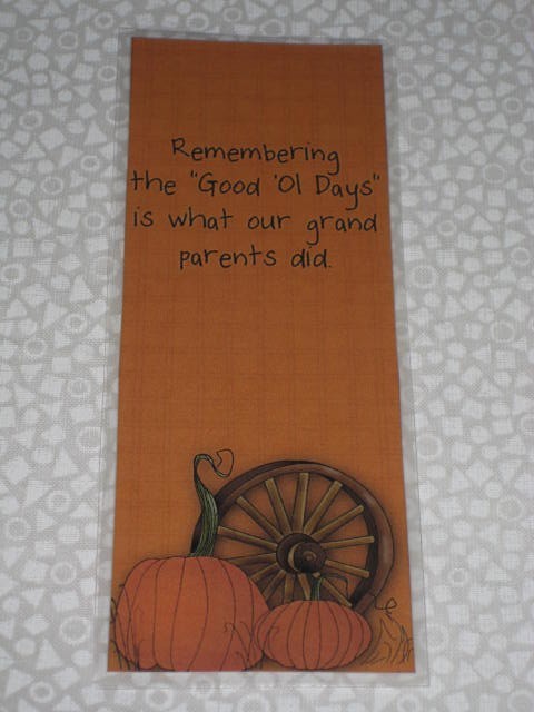 PRIMITIVE FALL HARVEST REMEMBER LAMINATED BOOKMARK
