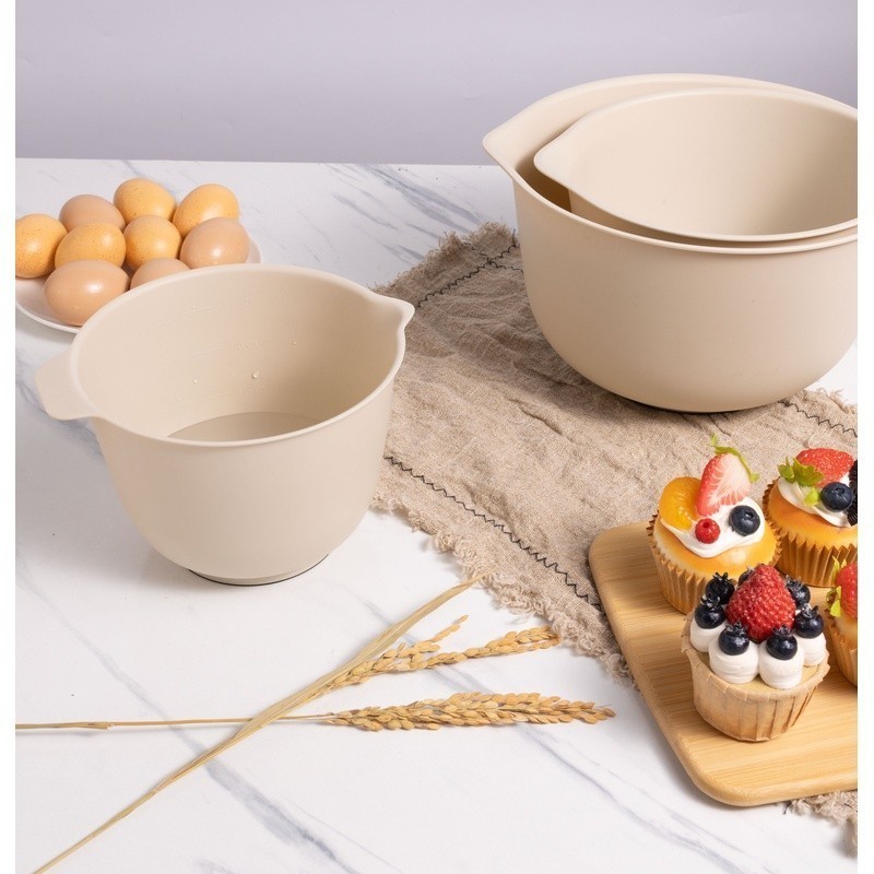 3 Piece Mixing Bowls Set Non Slip Base Stackable Kitchen Prep Durable Recycled