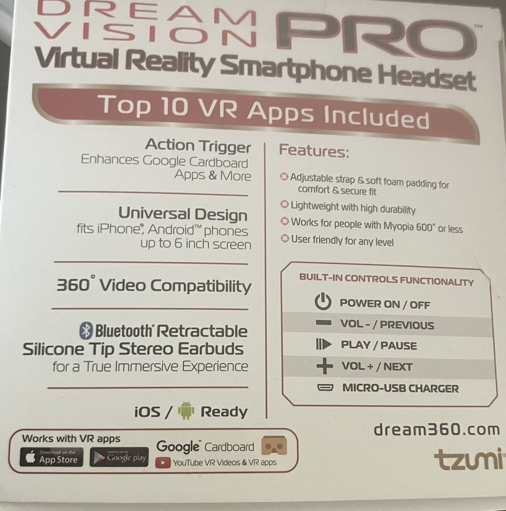 Tzumi Dream Vision Pro Virtual Reality VR Headset Controller- Comes With Game