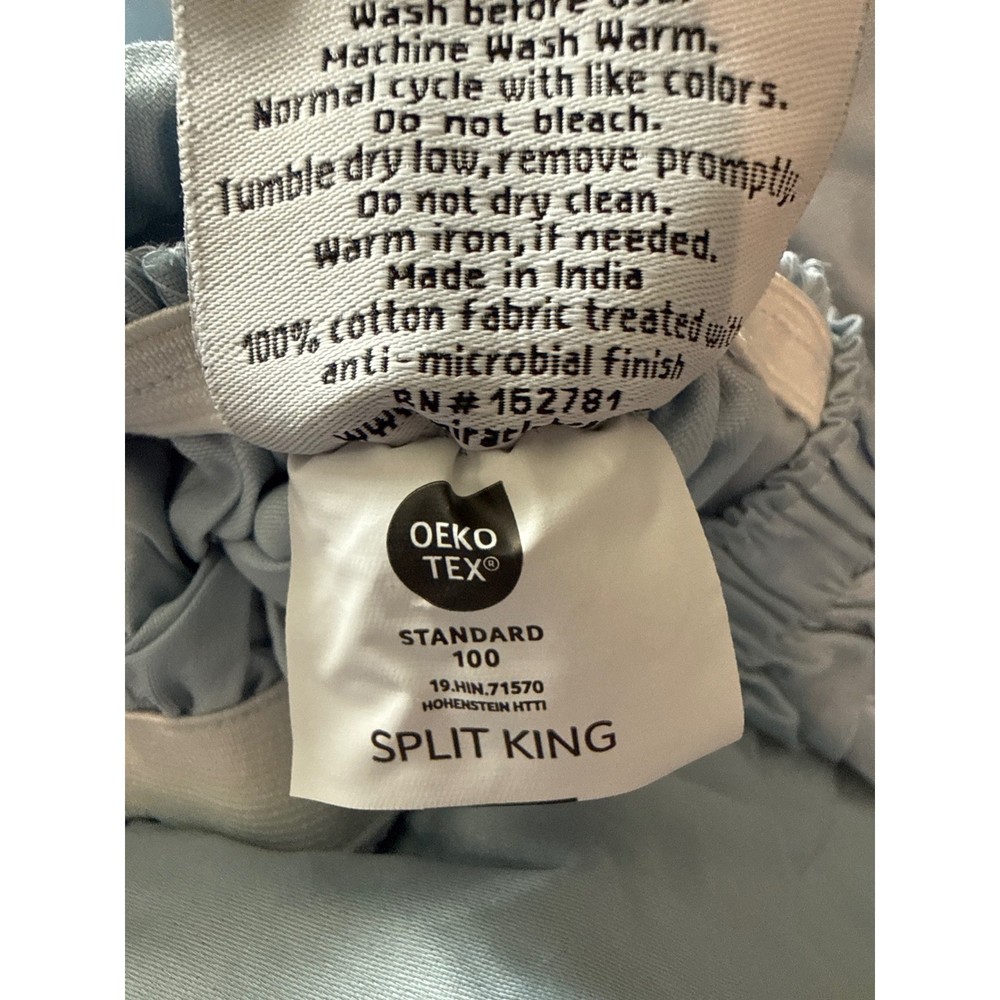 Miracle Split King Silver Infused Cotton Bed Sheet Stone Grey Anti Microbial New