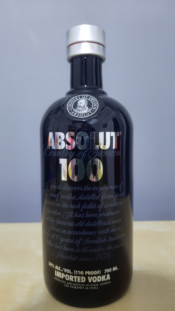 ABSOLUT VODKA 100 LIMITED EDITION, 700ml EMPTY BLACK BOTTLE