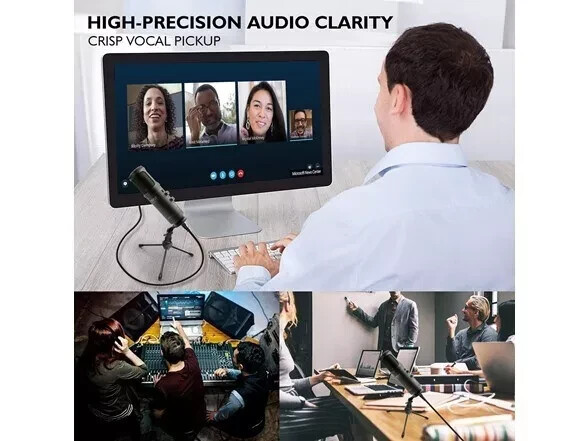 Pyle USB Plug & Play Computer Microphone, Podcast Gaming & Streaming, Black