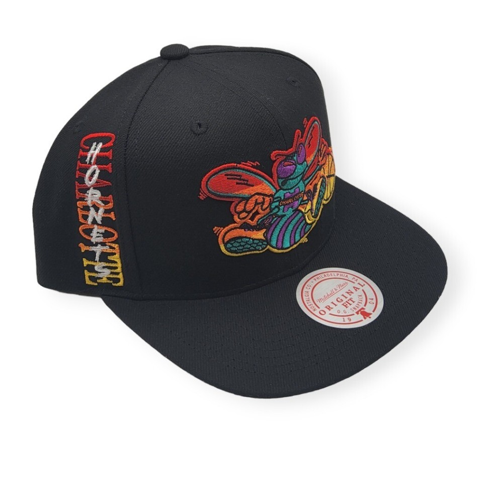 Mitchell & Ness Charlotte Hornets High Grade Black Adjustable Snapback Hat Cap