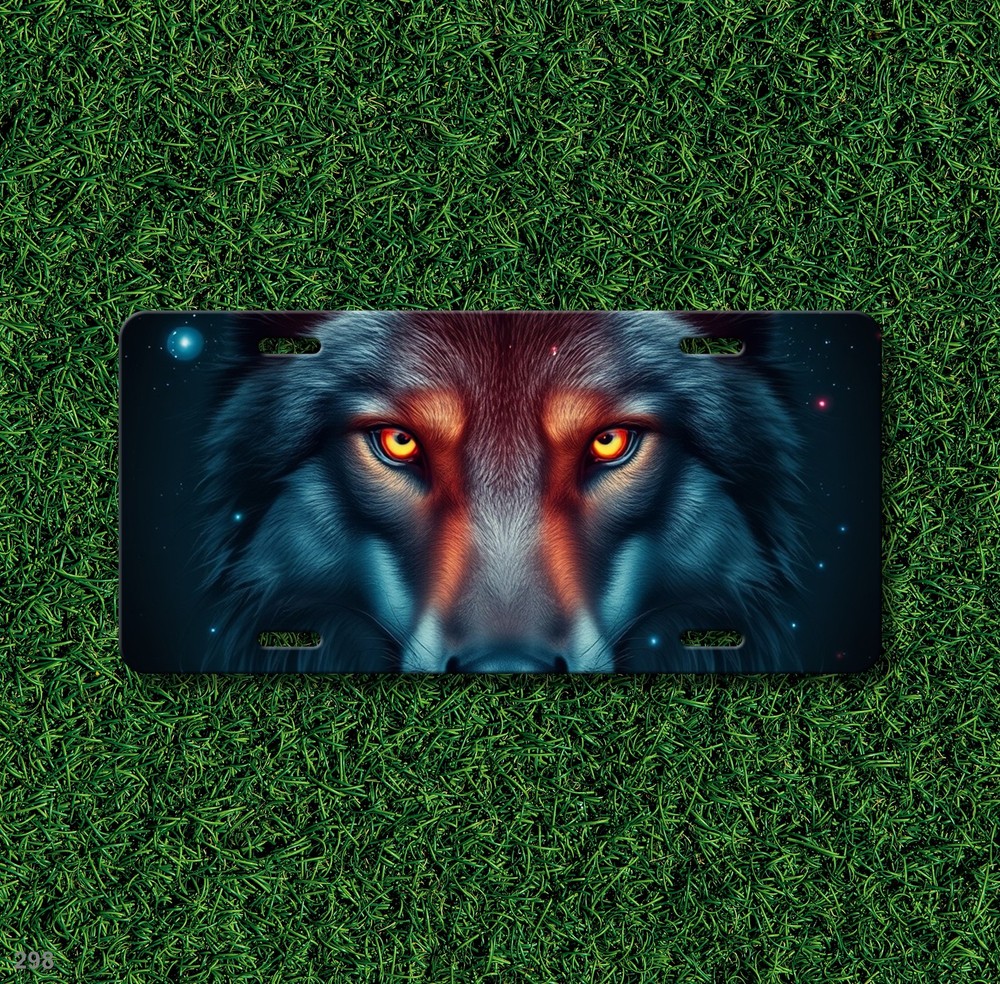 Hyperrealistic Wolf License Plate Your Text Vanity Plate Special Gift
