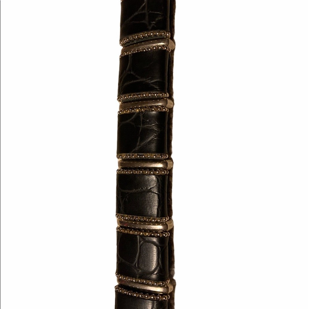 Faux Crocodile Leather Belt with Silver Hardware