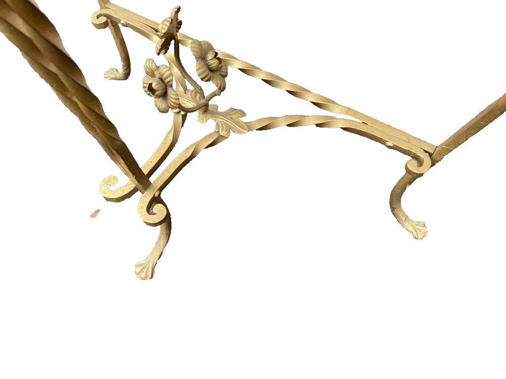 65634 Marble Top Decorator Iron Demilune Console Table Stand