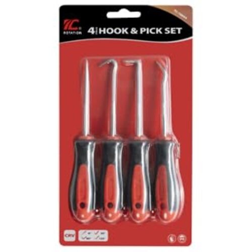 Precision Hook and Pick Set for Automotive | 4-Piece Hand Tools Red