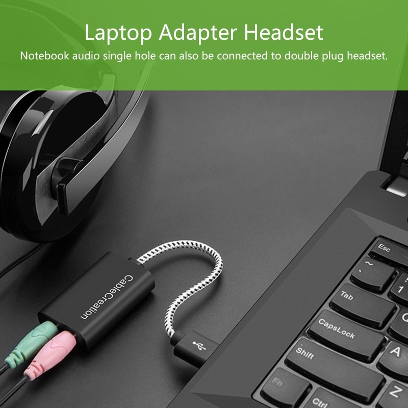 USB External Sound Card 3.5mm Adapter USB to Microphone Speaker Adapter