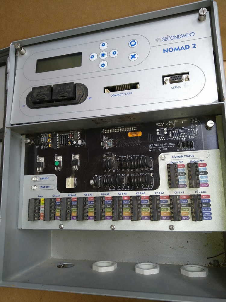 SecondWind NOMAD 2 Data Logger for Wind Resource Assessment, turns on