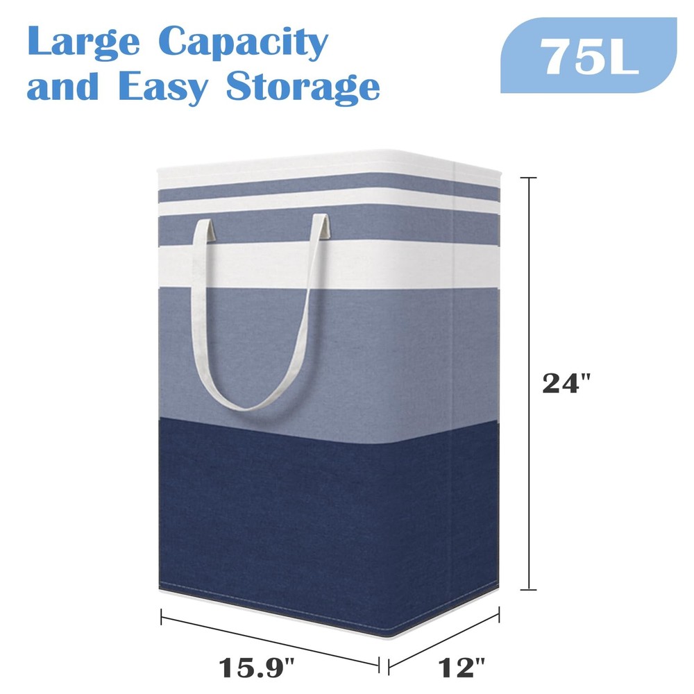 3-Pack Laundry Basket, Freestanding＆Waterproof Laundry Hamper, Collapsible Ta...