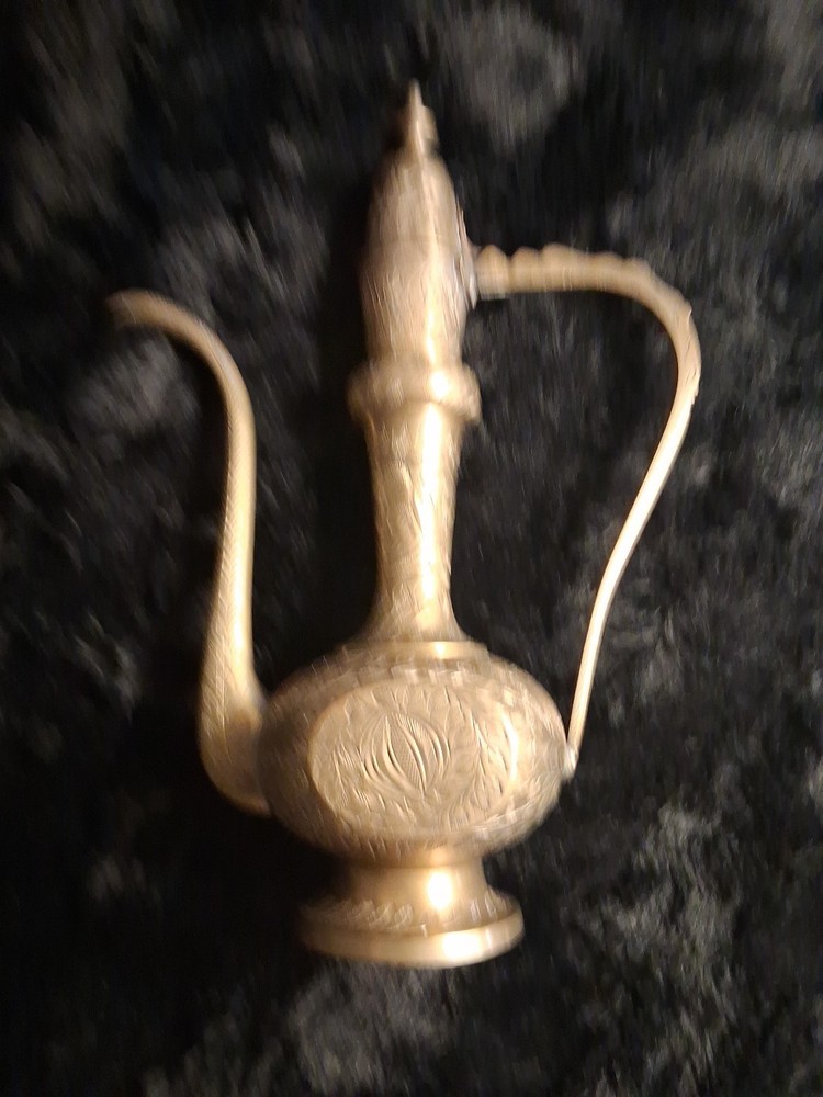 Middle Eastern Brass Teapot Ornate Engraved Design