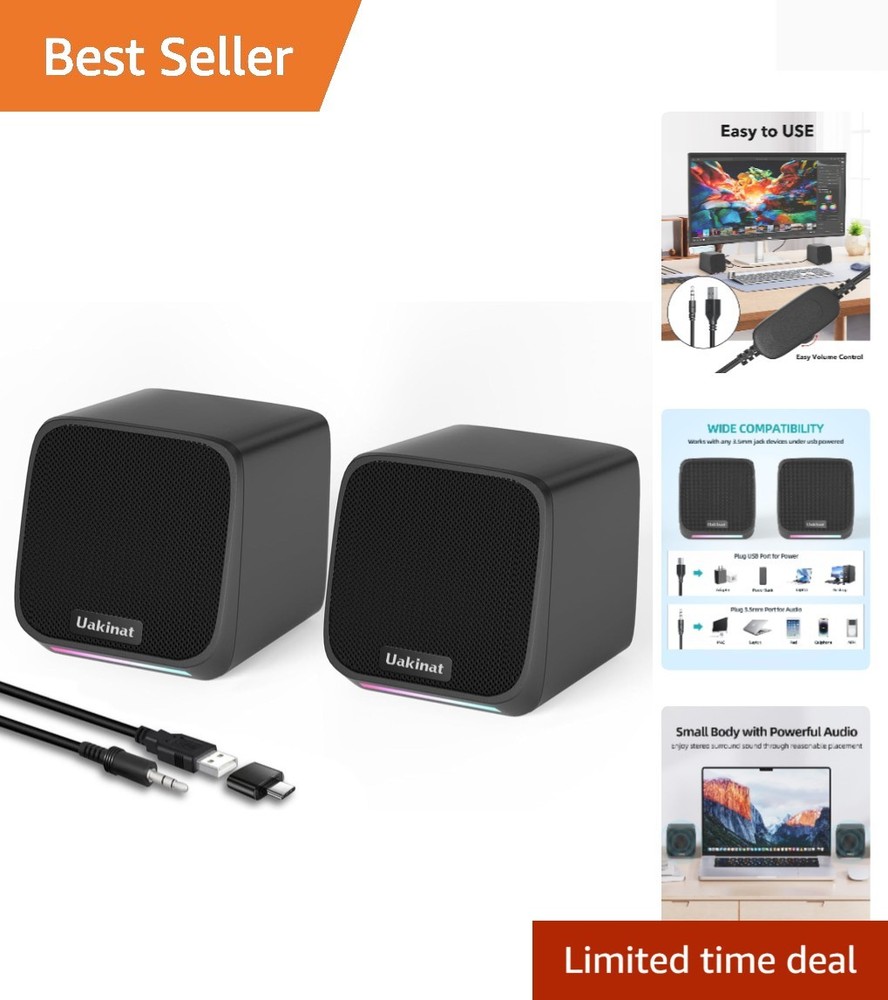 Sleek USB Powered Desktop Speakers - Compact Audio Experience for PCs & Laptops