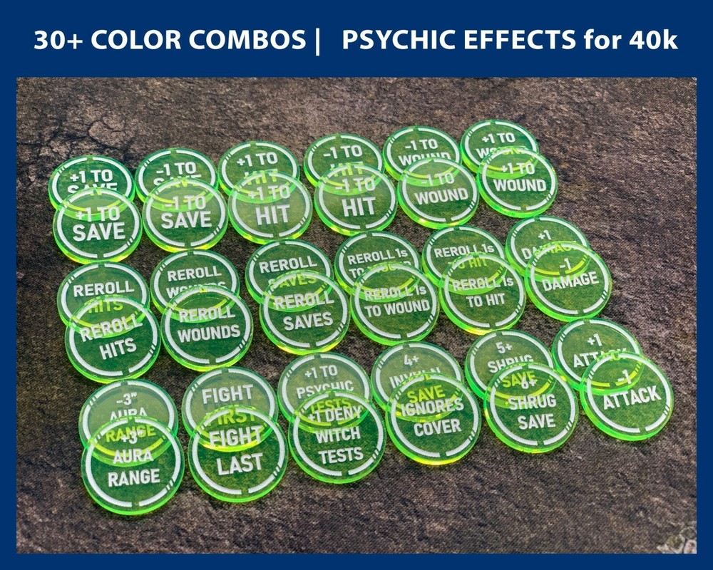 Tabletop Psychics/Abilities Token Set compatible with Warhammer 40k