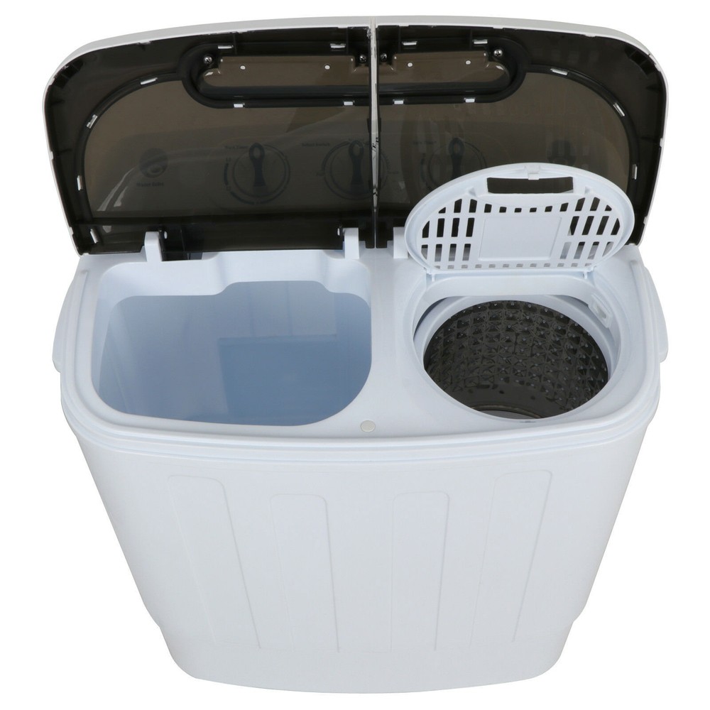 Compact Twin Tub Washing Machine Gravity Drainage Spin-Dry Laundry Washer