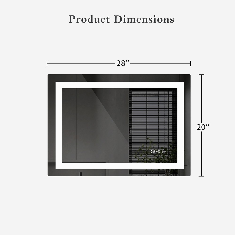LED Bathroom Vanity Mirror with Anti-Fog, Memory Function, Tempered Glass