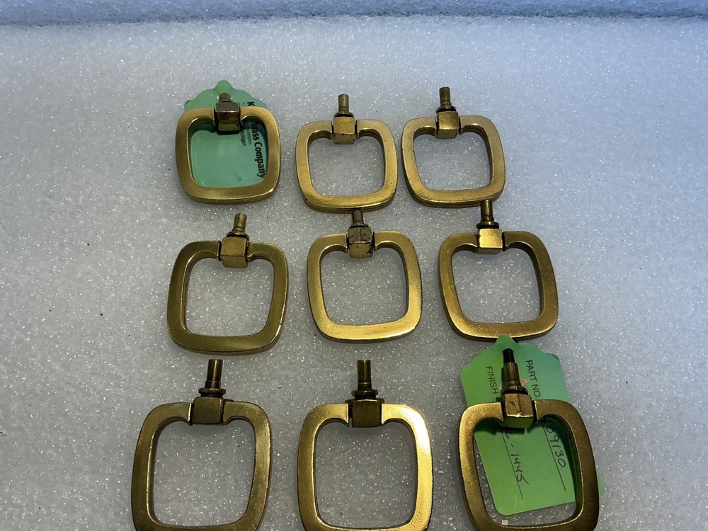9 KBC N5175 Brass Drawer Pulls Square Shaped 2" Square NOS