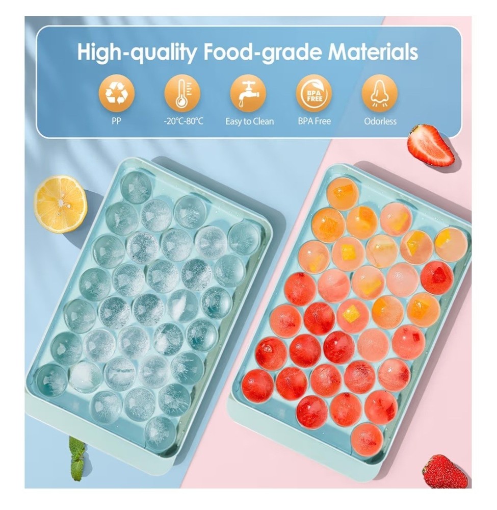 Ice Cube Trays- Round And Large Cube- 4 Pack