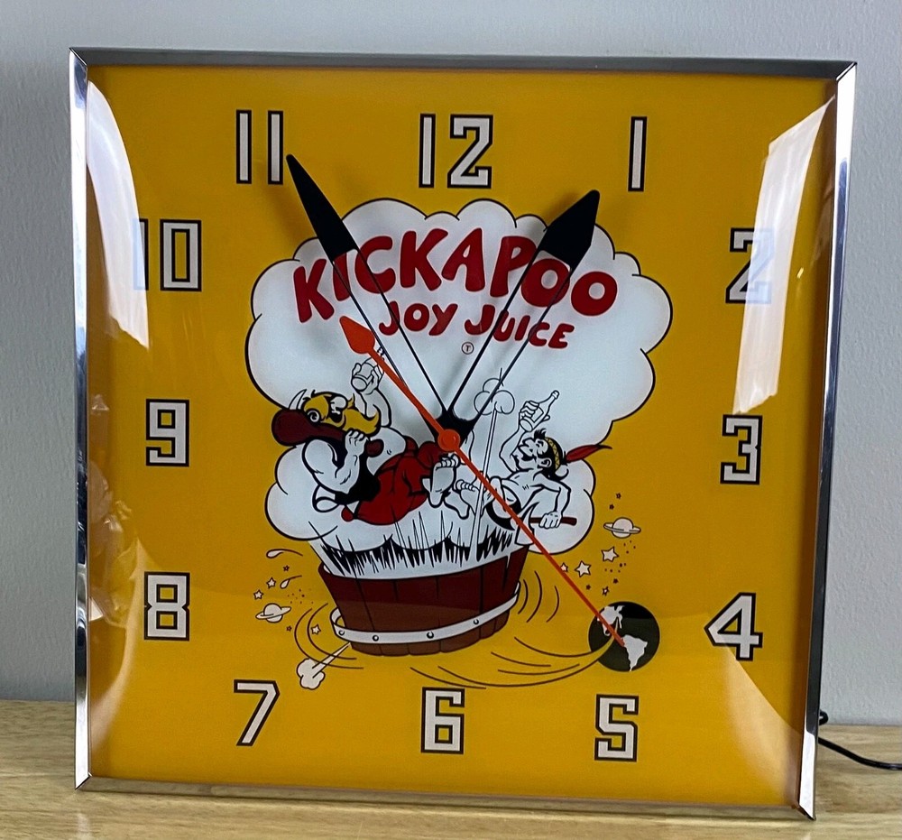 Kickapoo Joy Juice Lighted Soda Advertising Clock Li'l Abner Dogpatch Al Capp