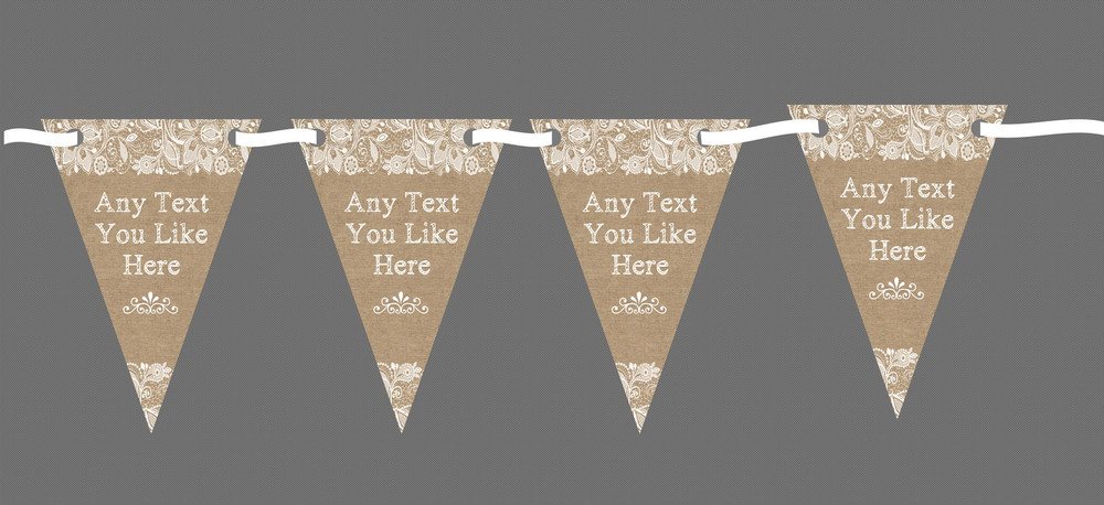 Stunning Burlap & Lace Personalised Christening Bunting